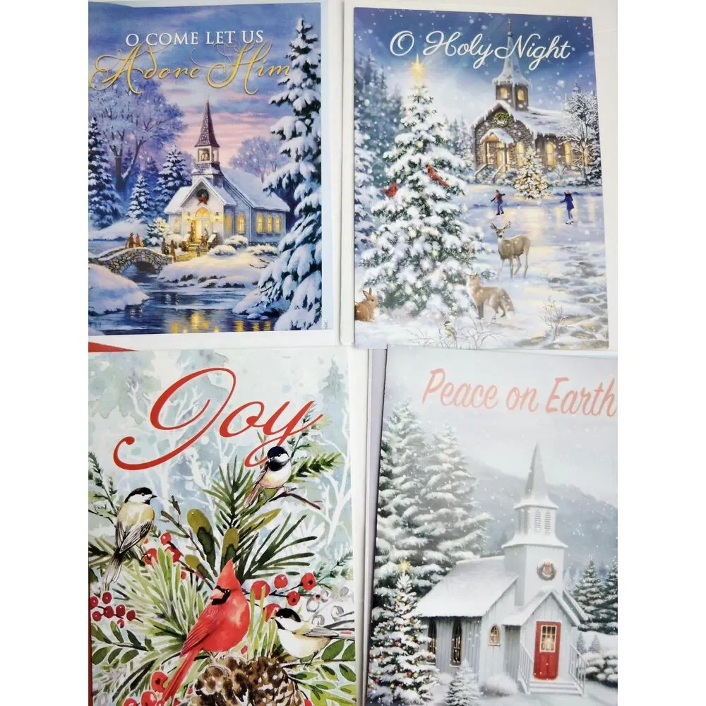 Various Vintage Christmas Greeting Cards w/ Envelope Lot of 6